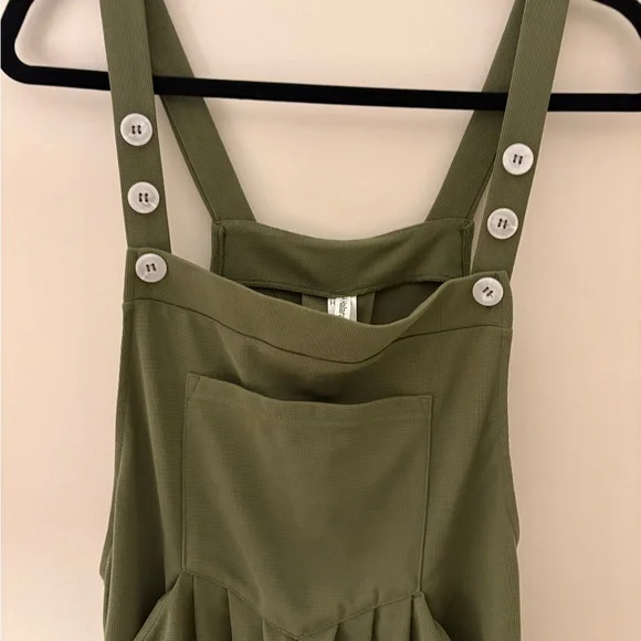 NWT Halara Casual Joggers Overalls Olive Green Waffle Athleisure Jumpsuit Sz L - Picture 7 of 11